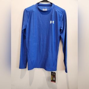 Under Armour Long Sleeve Shirt Fitted Men's Crew Neck HeatGear blue workout NEW